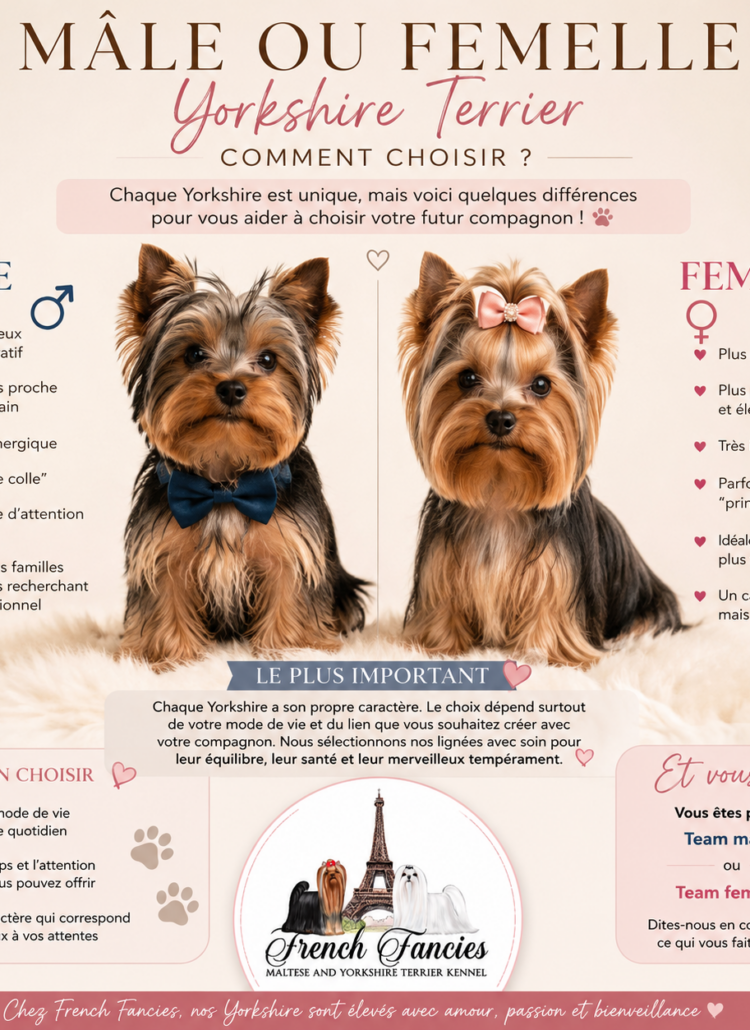 Mâle ou femelle chez le Yorkshire Terrier : comment choisir ? 🐾